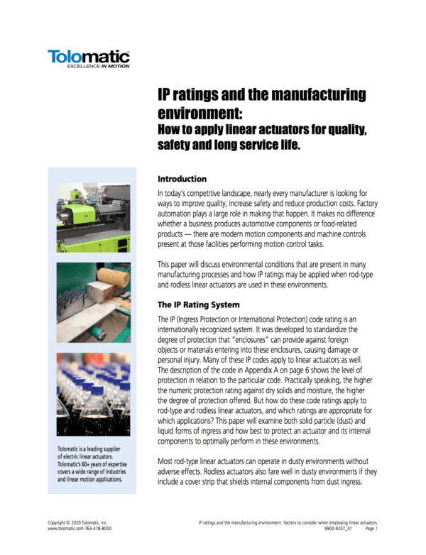 Actuators & Linear Motion for Woodworking | Tolomatic