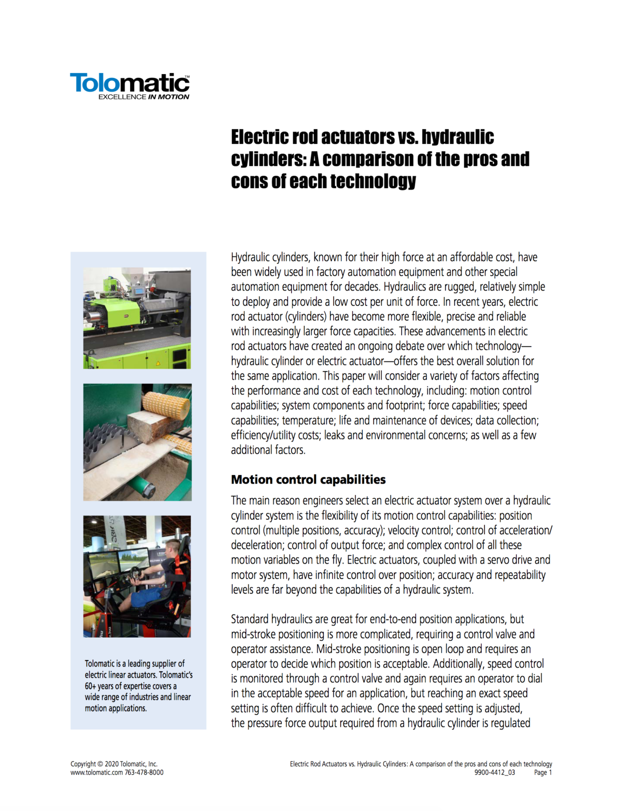 Actuators & Linear Motion for Woodworking | Tolomatic