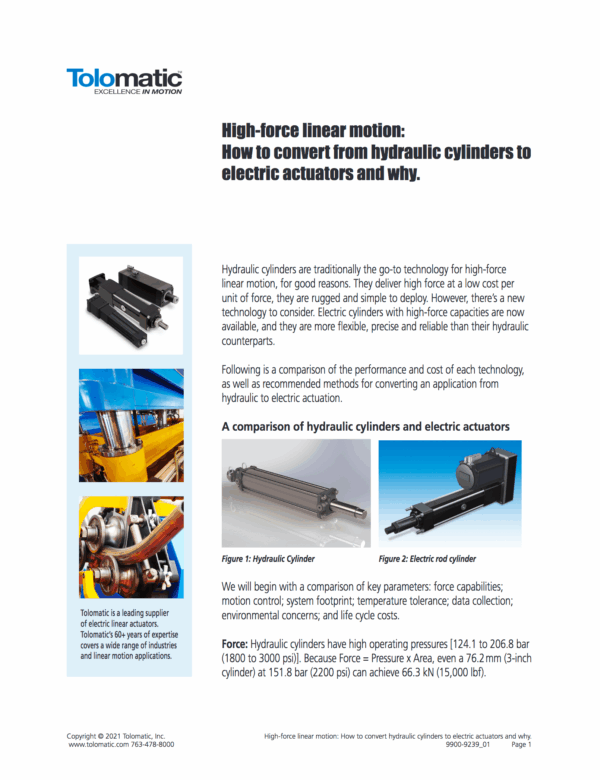 Actuators & Linear Motion for Woodworking | Tolomatic