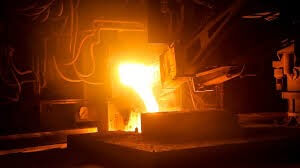 Metal casting at foundry