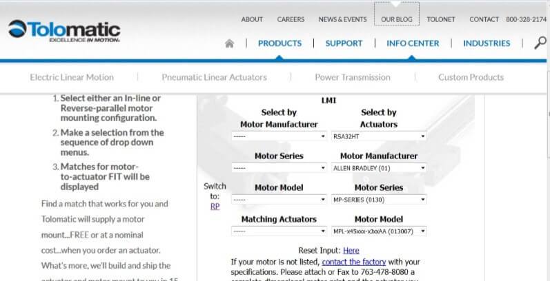 YMH - Select motor and actuator