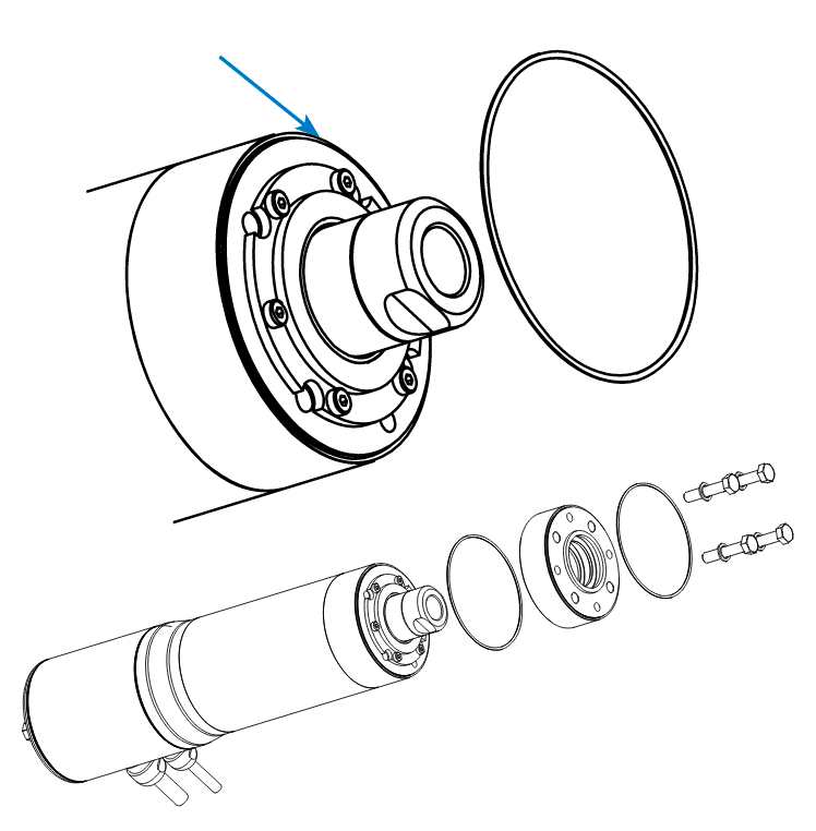 IP69K design seal on the thrust rod